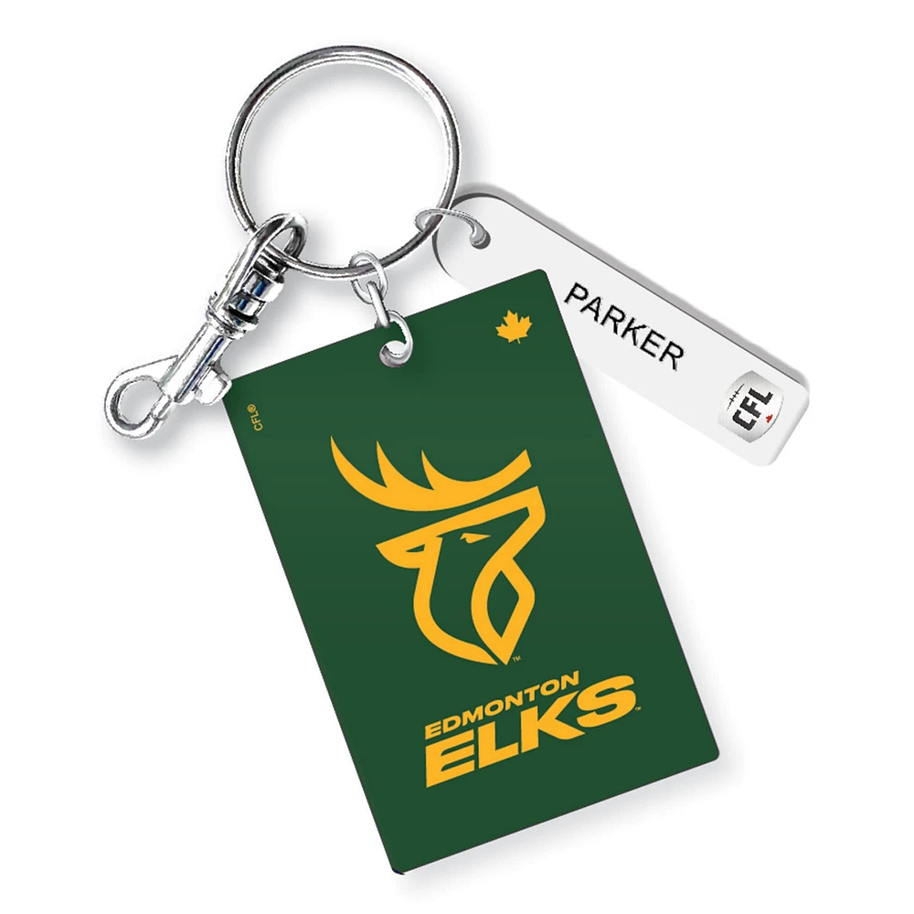  Edmonton Elks Personalized Leather Rectangle Keychain