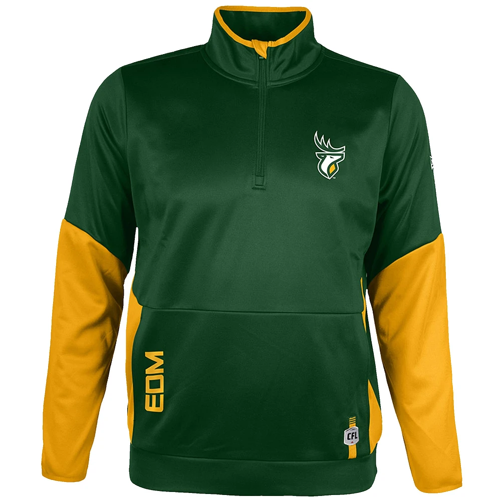 Men's New Era Dark Green Edmonton Elks Sideline Performance Fleece Quarter-Zip Top