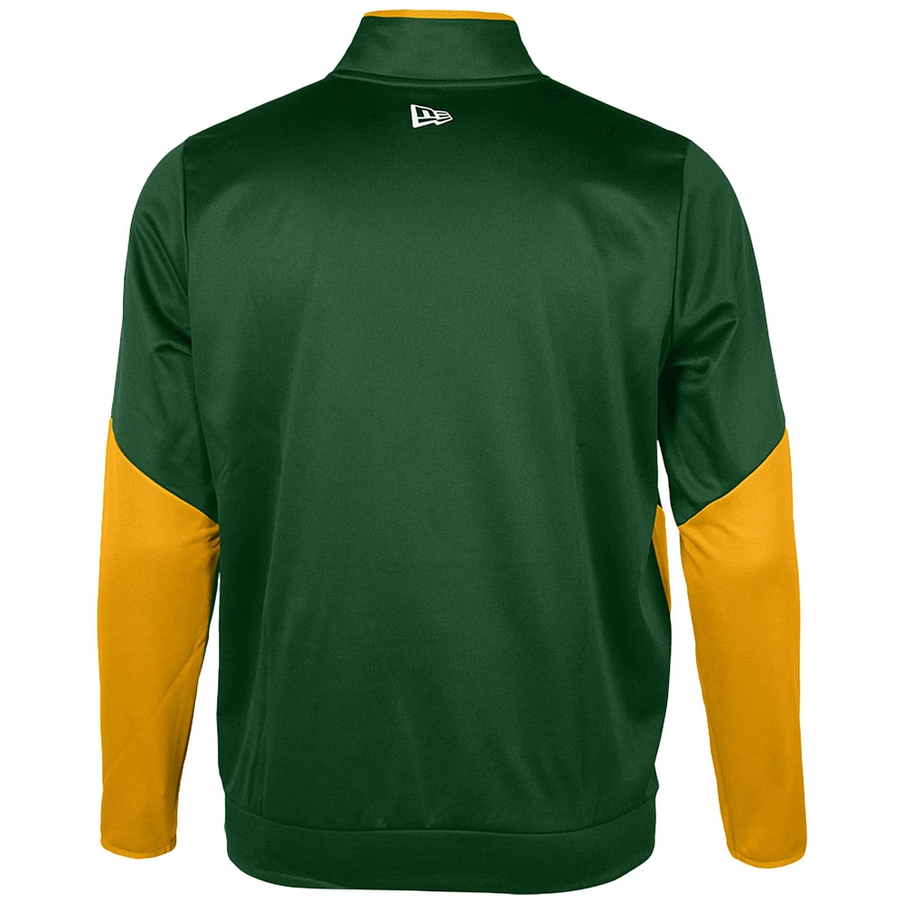 Men's New Era Dark Green Edmonton Elks Sideline Performance Fleece Quarter-Zip Top