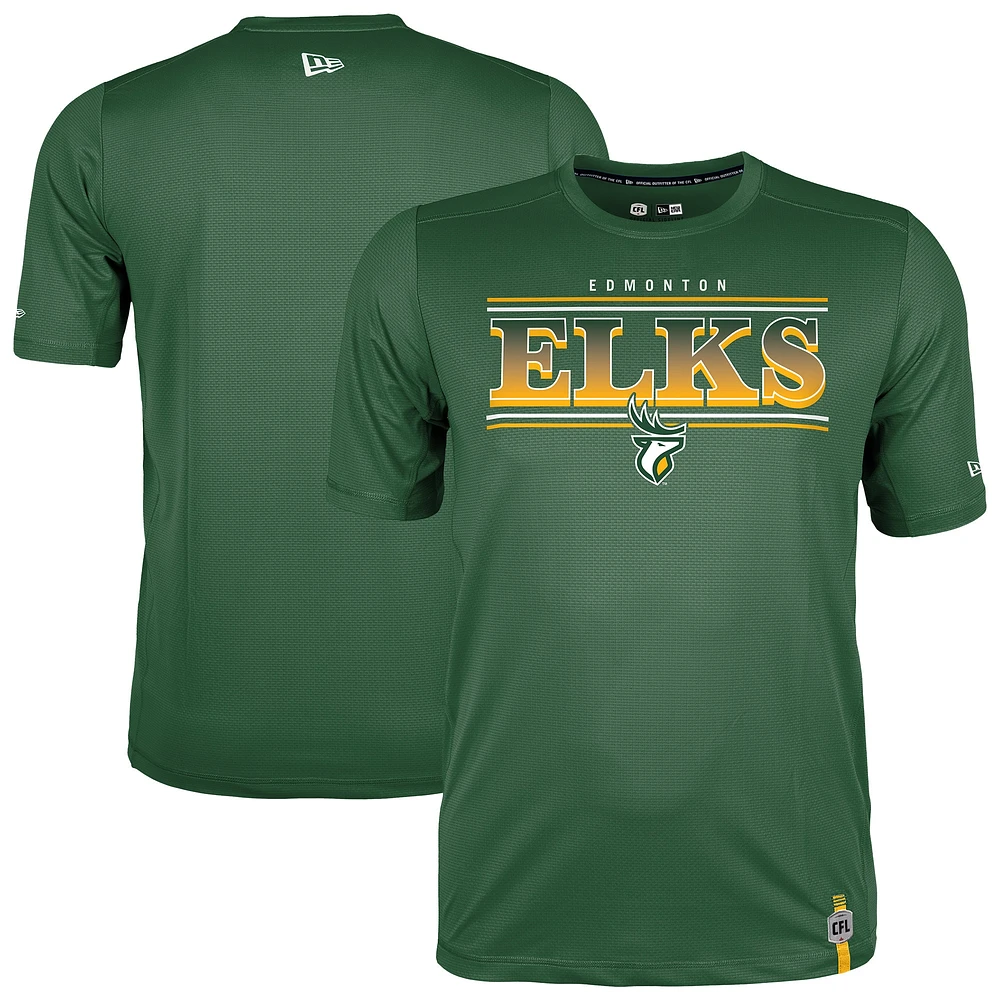Men's New Era Dark Green Edmonton Elks Sideline Performance T-Shirt