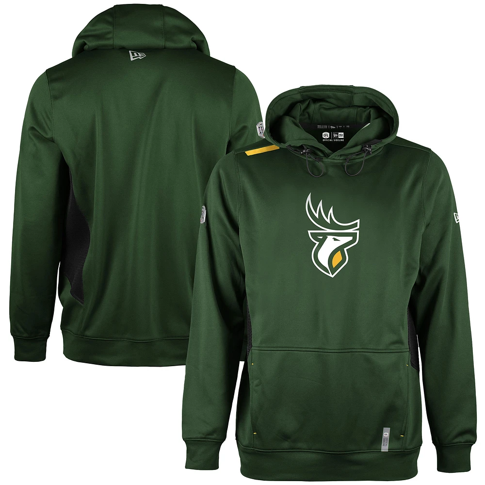 Men's New Era  Green Edmonton Elks Sideline Clutch Performance Pullover Hoodie