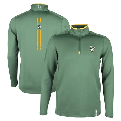 Men's New Era Green Edmonton Elks Sideline Edge Performance Quarter-Zip Top