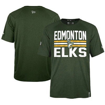 T-shirt 5th & Ocean by New Era vert pour hommes Edmonton Elks Sideline Varsity Performance