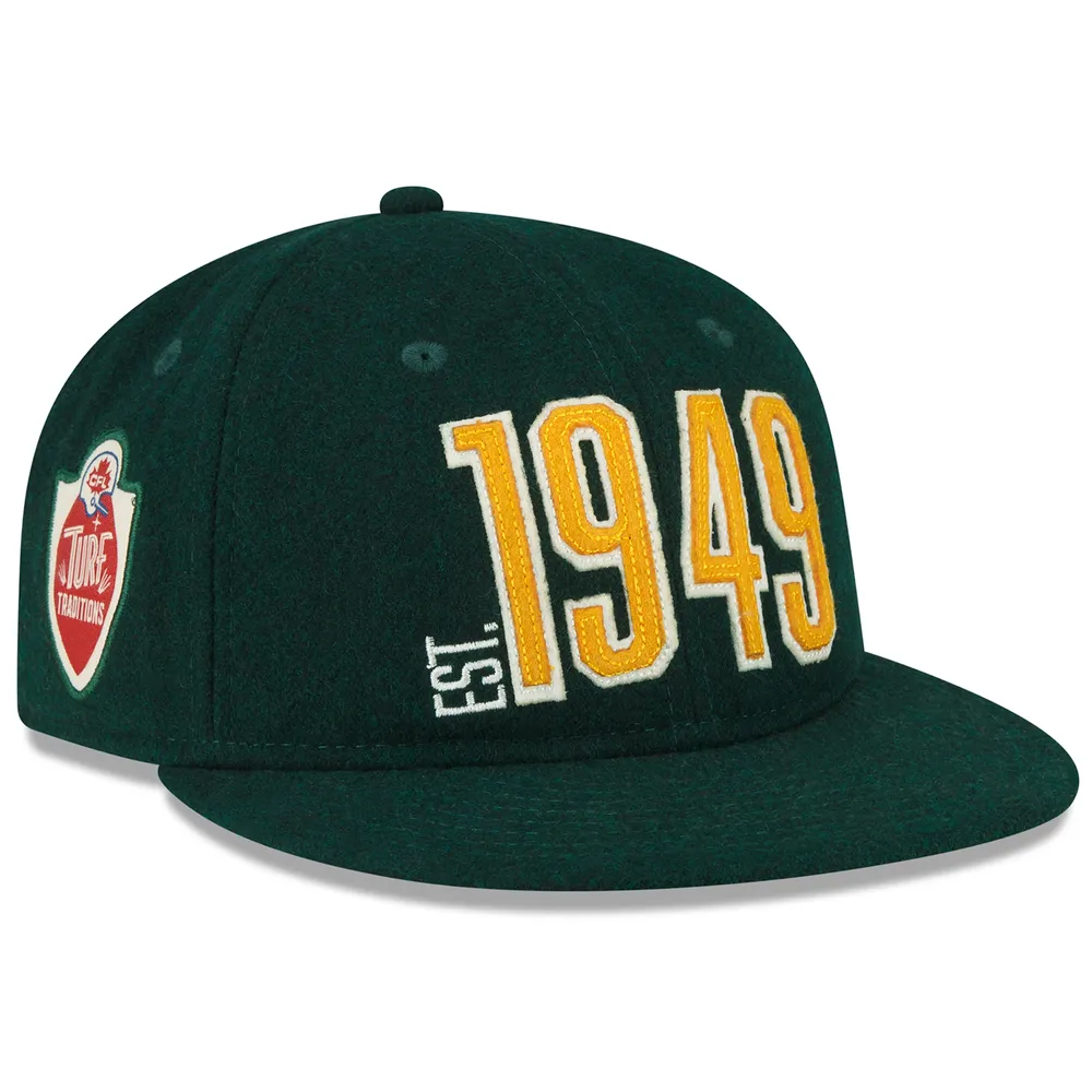 Casquette New Era Edmonton Elks Turf Traditions verte pour homme - 9FIFTY Established Snapback Hat