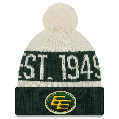 Men's New Era Green Edmonton Elks Turf Traditions - Cuffed Pom Knit Hat