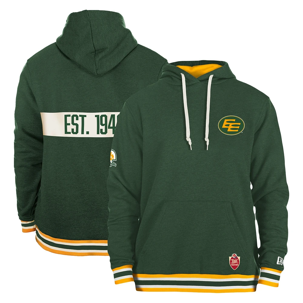 Men's New Era Green Edmonton Elks Turf Traditions Pullover Hoodie