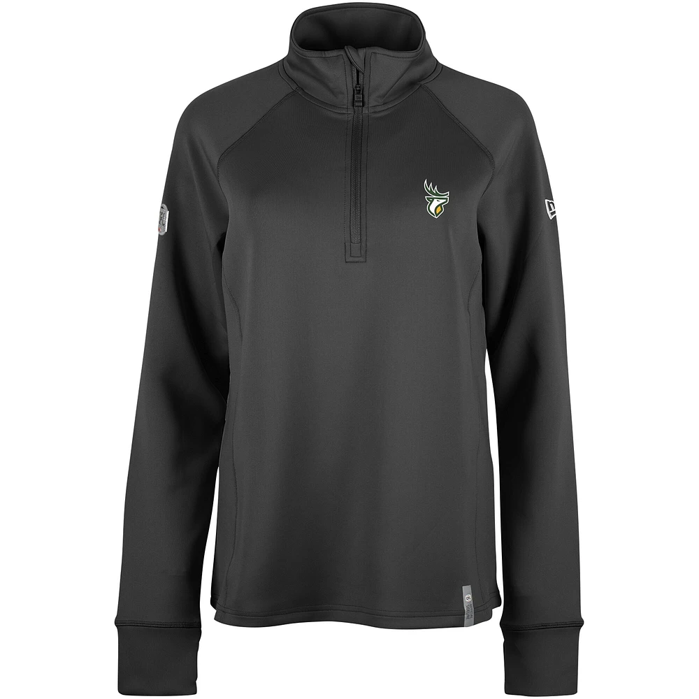 Women's 5th & Ocean by New Era Black Edmonton Elks Sideline Piper Performance Raglan Quarter-Zip Top