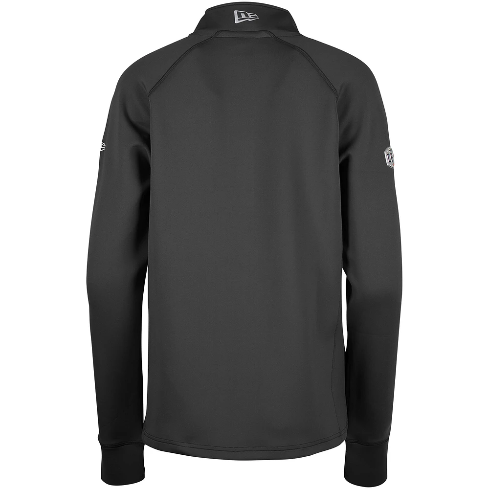 5th & Ocean by New Era Noir Edmonton Elks Sideline Piper Performance Raglan Quarter-Zip Top pour femmes