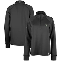 5th & Ocean by New Era Noir Edmonton Elks Sideline Piper Performance Raglan Quarter-Zip Top pour femmes