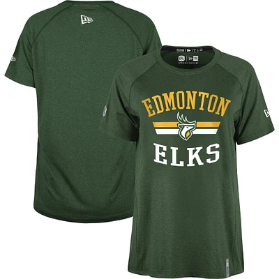 T-shirt raglan Performance Edmonton Elks Sideline Circuit pour femme New Era vert