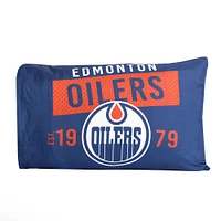 Ensemble de deux taies d'oreiller bleues des Oilers d'Edmonton (20 po x 30 po)