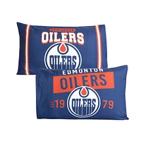 Ensemble de deux taies d'oreiller bleues des Oilers d'Edmonton (20 po x 30 po)