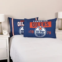 Ensemble de deux taies d'oreiller bleues des Oilers d'Edmonton (20 po x 30 po)
