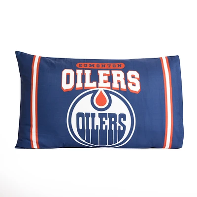 Ensemble de deux taies d'oreiller bleues des Oilers d'Edmonton (20 po x 30 po)