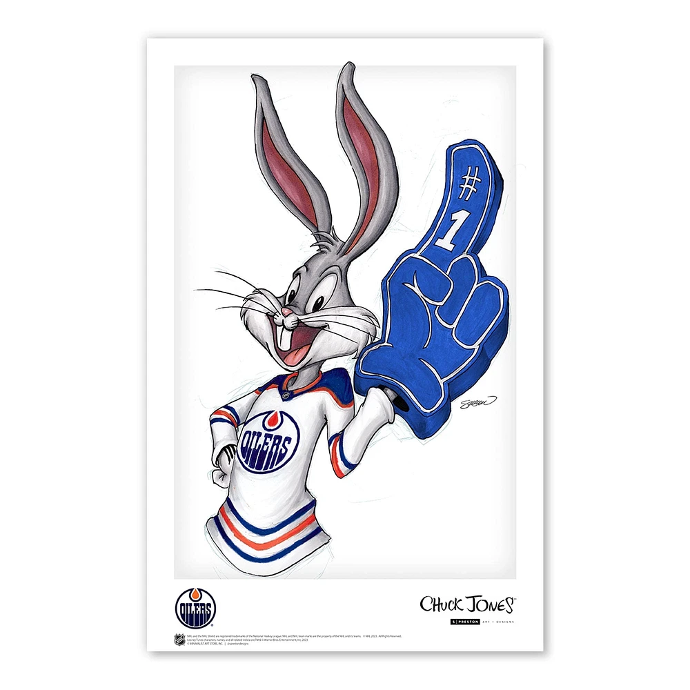 Bugs Bunny Edmonton Oilers Looney Tunes 11"x 17" affiche imprimée