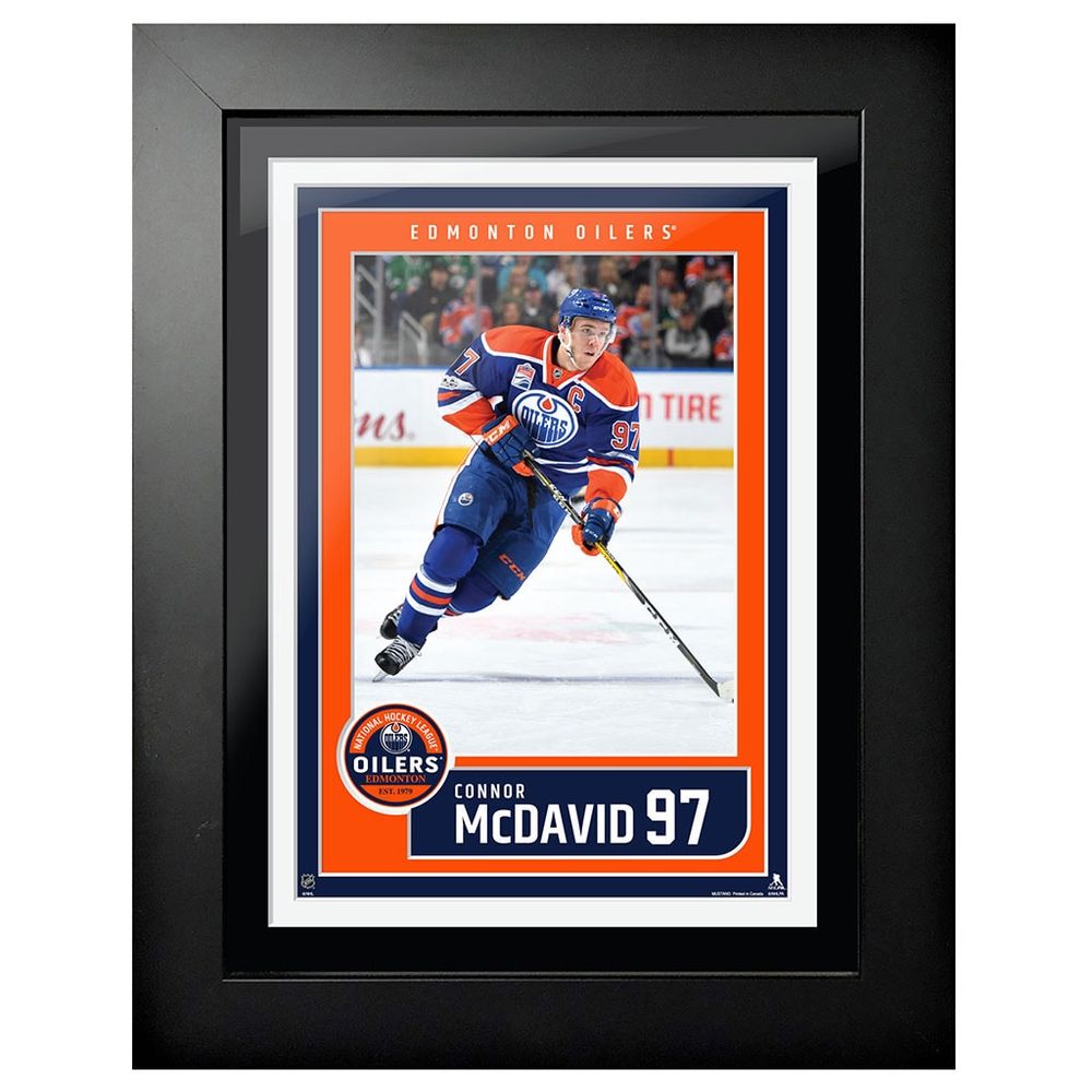 Connor McDavid Edmonton Oilers - 12'' x 16'' Jersey Block Design Framed Photo