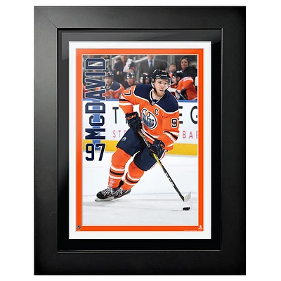 Connor McDavid Edmonton Oilers - Maillot de joueur 12'' x 16'' Photo encadrée