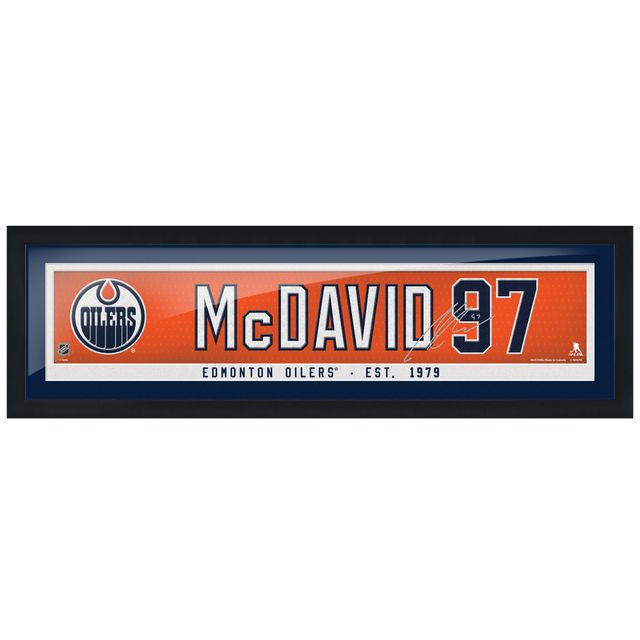 Connor McDavid Edmonton Oilers 6'' x 22'' Encadré Réplique Autographe Nom du Joueur - Barre