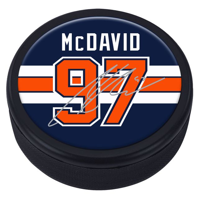 Connor McDavid Edmonton Oilers Souvenir Joueur Réplique Rondelle Signature