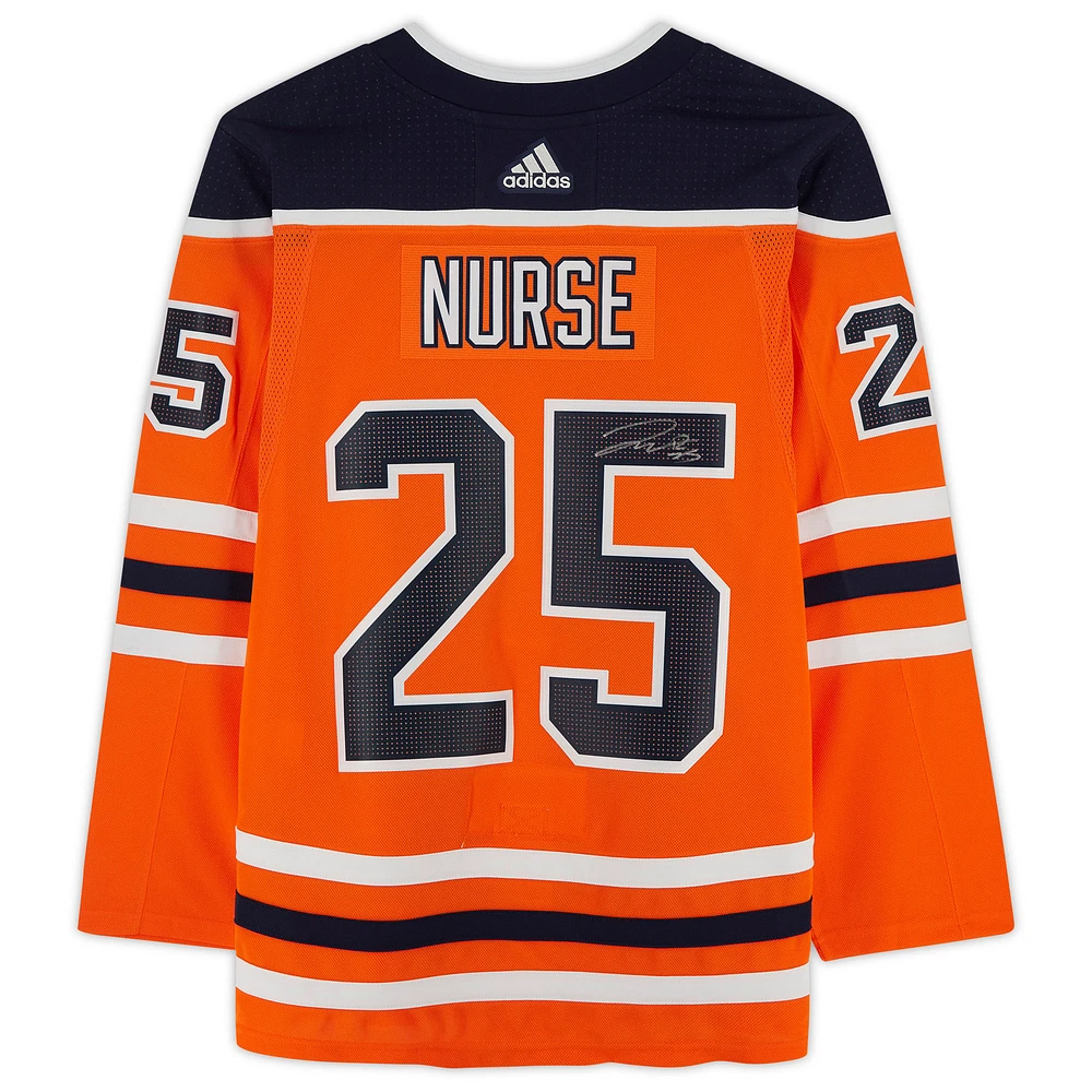 Darnell Nurse Orange Edmonton Oilers Autographed adidas Authentic Jersey