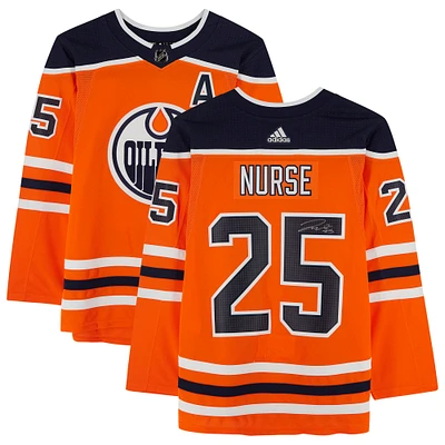 Darnell Nurse Orange Edmonton Oilers Autographed adidas Authentic Jersey