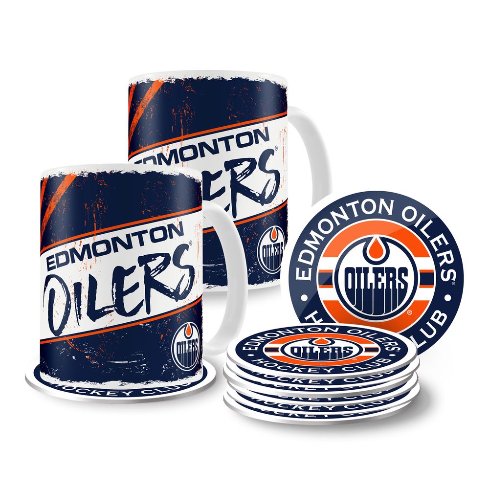 Edmonton Oilers 15oz. Classic Mugs & Coasters - Set