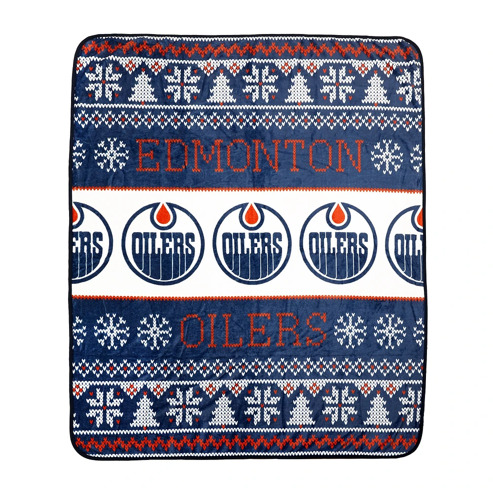 Edmonton Oilers 2-Pack 50" x 60" Holiday Throw Blanket and Cushion Set