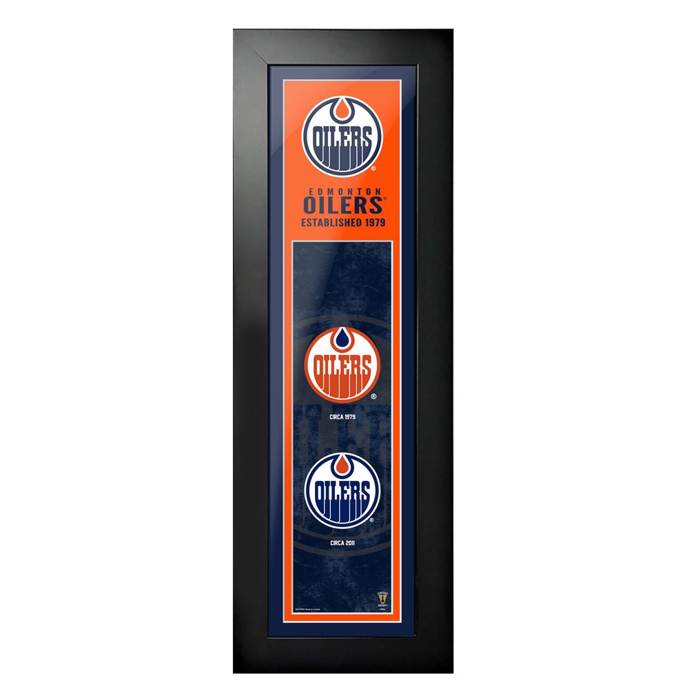 Edmonton Oilers - 6'' x 22'' Logos to History Framed Art