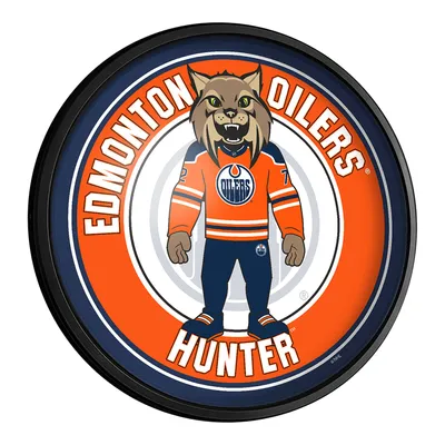 Edmonton Oilers Mascot 18'' Round Slimline Illuminated Wall Sign
