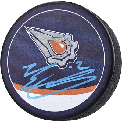 Rondelle de hockey rétro inversée autographiée par Evan Bouchard des Oilers d'Edmonton 2022-23