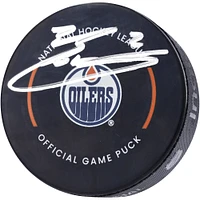 Rondelle de hockey officielle autographiée par Evan Bouchard des Oilers d'Edmonton