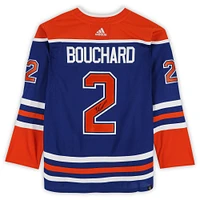 Maillot Adidas Royal Authentic autographié par Evan Bouchard des Oilers d'Edmonton