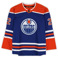 Maillot Adidas Royal Authentic autographié par Evan Bouchard des Oilers d'Edmonton