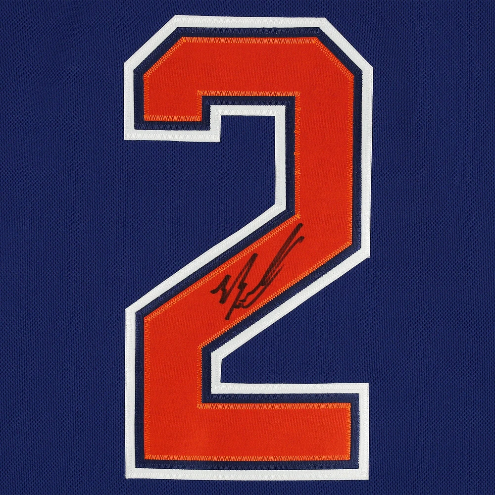Maillot Adidas Royal Authentic autographié par Evan Bouchard des Oilers d'Edmonton