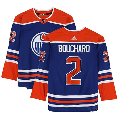 Maillot Adidas Royal Authentic autographié par Evan Bouchard des Oilers d'Edmonton