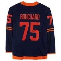 Maillot Breakaway autographié par Evan Bouchard, bleu marine, des Oilers d'Edmonton