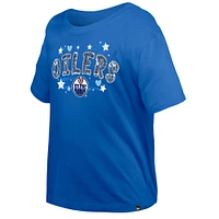 T-shirt à paillettes rabat Royal Edmonton Oilers de New Era pour fille
