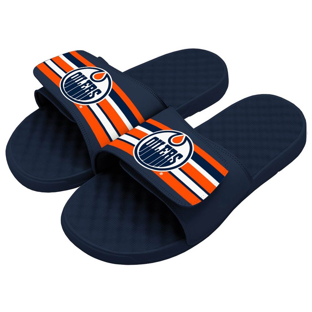 ISlide Navy Edmonton Oilers Stripes - Slide Sandals