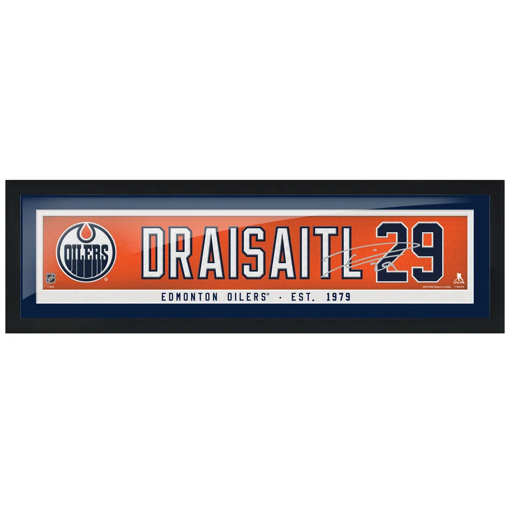 Leon Draisaitl Edmonton Oilers 6'' x 22'' Encadré Réplique Autographe Nom du Joueur - Barre