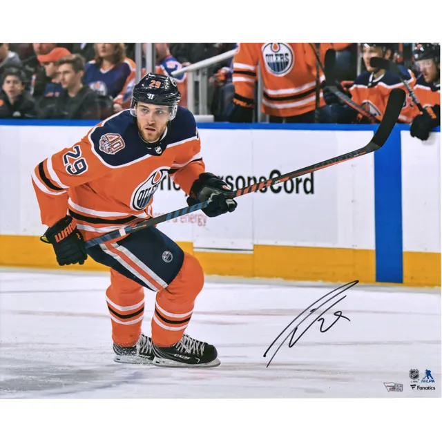 Connor McDavid Edmonton Oilers Fanatics Authentic Unsigned Orange Jersey Skating Photograph