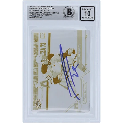 Leon Draisaitl Edmonton Oilers Autographed 2016-17 Upper Deck Compendium Yellow Printing Plate #110 #1/1 Beckett Fanatics Witnessed Authenticated 10 Card 
