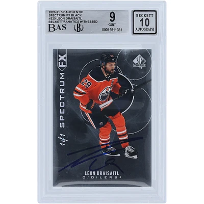 Leon Draisaitl Edmonton Oilers Autographed 2020-21 Upper Deck SP Authentic Spectrum FX Black #S-20 #1/1 Beckett Fanatics Witnessed Authenticated 9/10 Card 