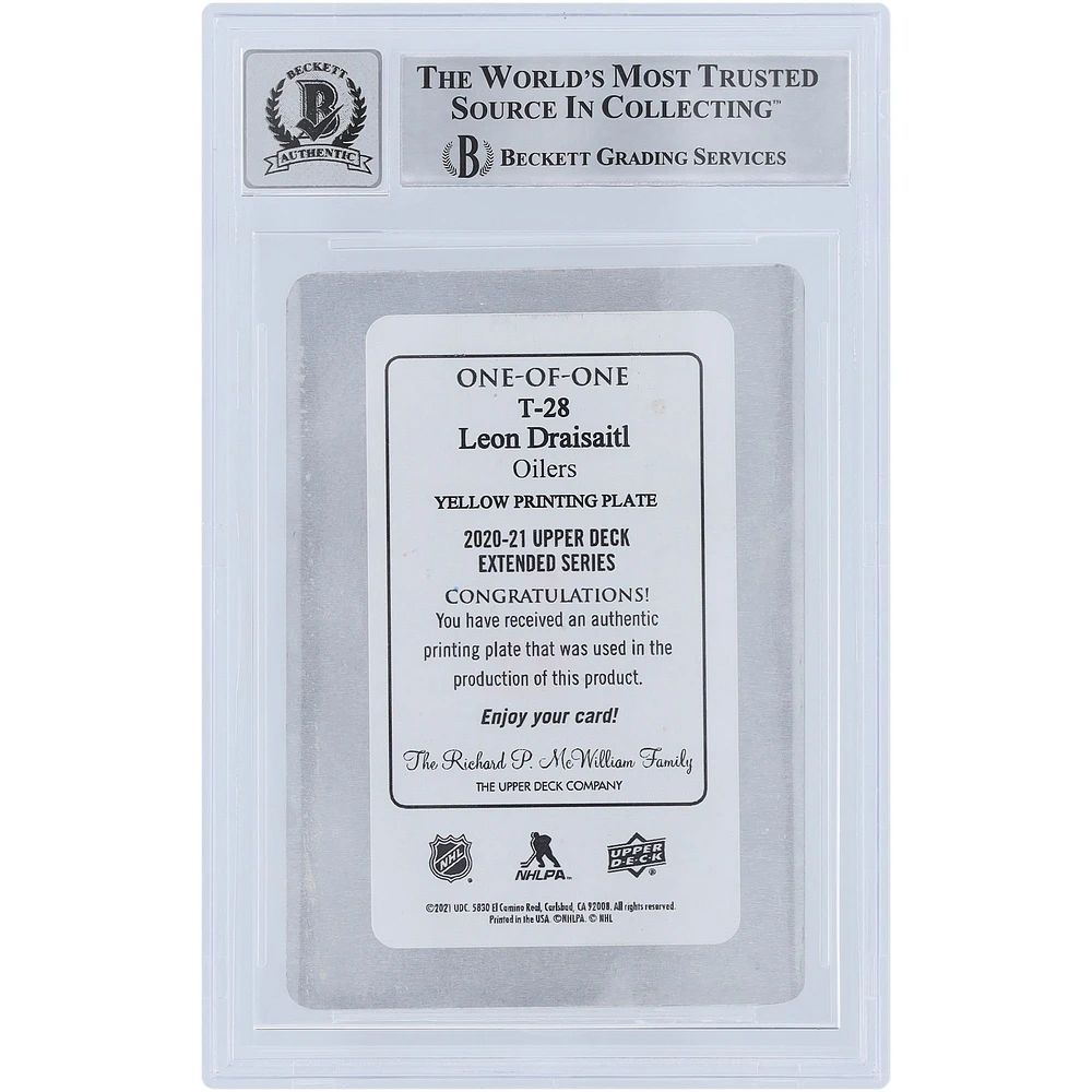 Leon Draisaitl Edmonton Oilers Autographed 2020-21 Upper Deck UD '05-06 Tribute Yellow Printing Plate #T-28 #1/1 Beckett Fanatics Witnessed Authenticated 10 Card 