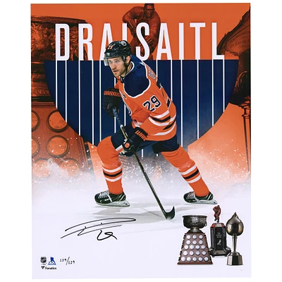 Leon Draisaitl Edmonton Oilers Autographed 2020 Hart & Art Ross Stylized Photograph - Limited Edition #129/129