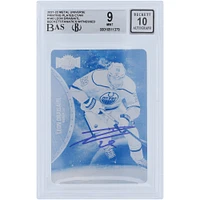 Leon Draisaitl Edmonton Oilers Autographed 2021-22 Upper Deck Metal Universe Cyan Printing Plate #140 #1/1 Beckett Fanatics Witnessed Authenticated 9/10 Card 