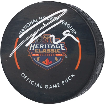 Leon Draisaitl Edmonton Oilers Autographed 2023 Heritage Classic Official Game Puck 