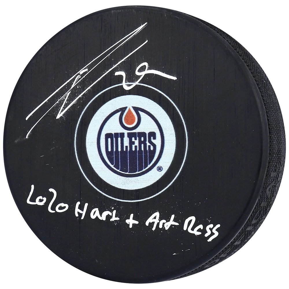 Leon Draisaitl Edmonton Oilers Autographed Hockey Puck with "2020 Hart + Art Ross" Inscription