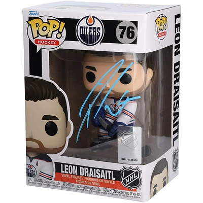 Leon Draisaitl Edmonton Oilers Autographed White Jersey Funko Pop! Vinyl Figure
