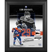 Collage encadré de 11 po x 14 po, reproduction de la signature des Oilers d'Edmonton de Leon Draisaitl, avec un morceau de rondelle utilisée lors du match - Édition limitée à 250 exemplaires