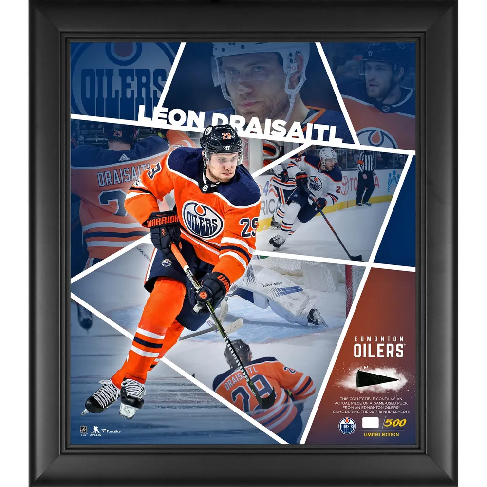 LEON DRAISAITL Edmonton Oilers Framed 15 x 17 Game Used Puck